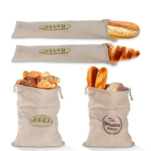 Bolsas para pan de lino transpirables contra el moho: pack de 3 fundas con cordón 6