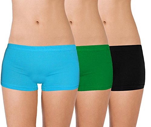 Image of Selfcare Women Soft Cotton Sinker Mid Waist Boyshorts Panties with Concealed Elastic Panel Pack of 3