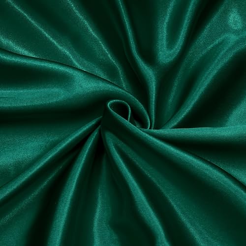 Homiest Emerald Green Satin Fabric by The Yard, 5 Yards x 58 Inch Charmeuse Satin Fabric Silky & Shiny Cloth Fabric, Smooth Bridal Satin Fabric for Wedding Dress, Clothing Making, DIY Crafts, Sewing