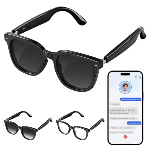 2026 Latest Smart Audio Glasses with Bluetooth, Open-Ear Speakers, Music & Hands-Free Calls, AI Voice Assistant,Translation for 164+ Languages Lightweight Wearable Tech Glasses for Men & Women