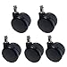 5 roulettes de chaise de bureau, 60 mm double roue universelle, roues de chaise pivotante de remplacement en polyuréthane, roulettes pour meubles, accessoires de chaise tournante, charge 120 kg, tige