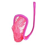 TiaoBug Herren Strings Unterhose Spitze C String Tanga Männer Mini Bikini Slip Dessous Unterwäsche Rose One Size