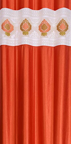 Image of LaVichitra Polyester Door Curtain with Designer Net (7ft, Rust) -2 Pieces