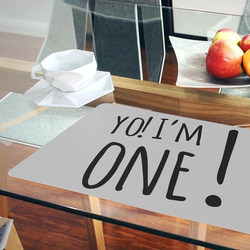 Sets de table Yo! I'm One en liège gris, le cadeau idéal pour premier anniversaire - 6