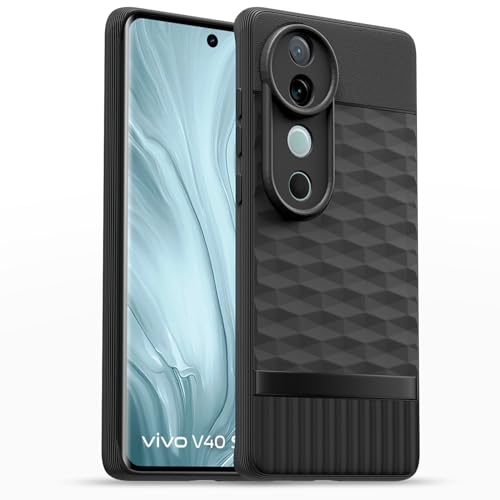 Image of Pikkme Back Cover for Vivo V40 5G / V40 Pro 5G / T3 Ultra 5G Soft Grip 3D Hexa Cube Texture Silicone Bumper Case (Black)