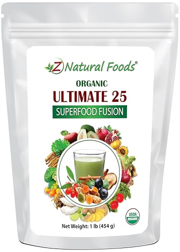 Comparison: Z Best Foodz 2 Z Natural Foods Organic Ultimate 25 Superfood Fusion Blend, Superfood Supplement Powder, Organic, Vegan and Non-GMO, 1 lbs