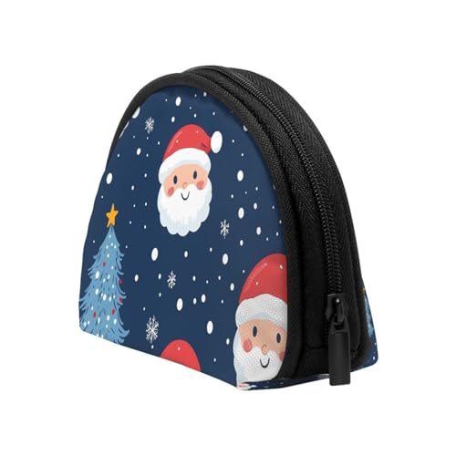 Portable Coin Purse Christmas-Santa-Snowflakes Mini Zippered Money Pouch Card Holder4