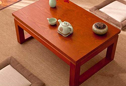 Mesa zen de madera maciza rectangular con acabado japonés tradicional 3