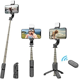 Fotopro Selfie Stick Tripod,2022 Newest 4 in 1 Bluetooth Selfie Stick with Fill light,360 ° Rotation phone stand holder Compatible with iPhone/Samsung/Huawei.
