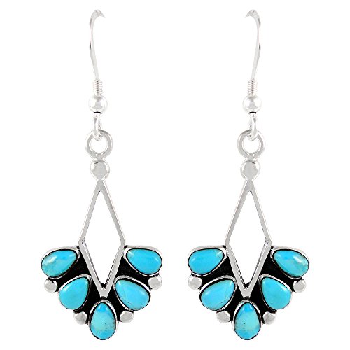 Turquoise Earrings 925 Sterling Silver & Genuine Gemstones (Choose Color) (Turquoise)