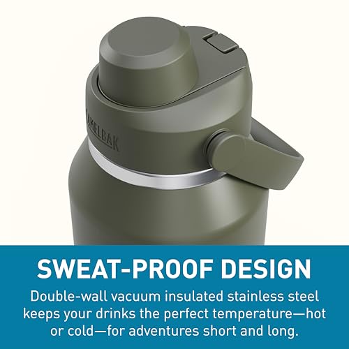 Image of CamelBak Thrive Chug Insulated Stainless Steel Water Bottle, Cold Retention with High Flow Lid for Everyday Hydration and Active Use, 40oz, Moss