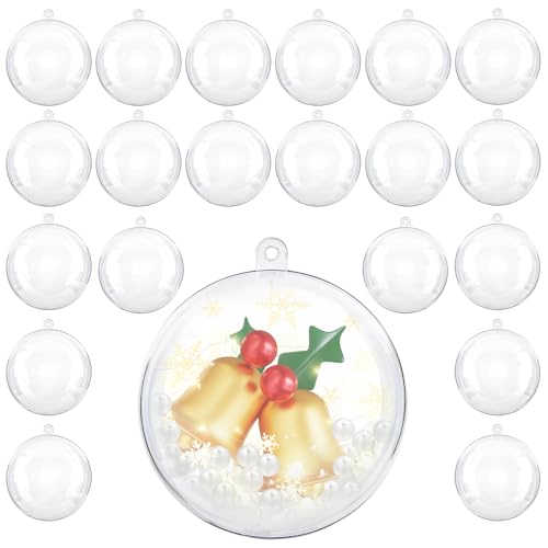Uten 20 x Bolas de Navidad Forma Redonda Acrílico Transparente para Decorar el arbol de Navidad no Incluye Cuerda (8CM)