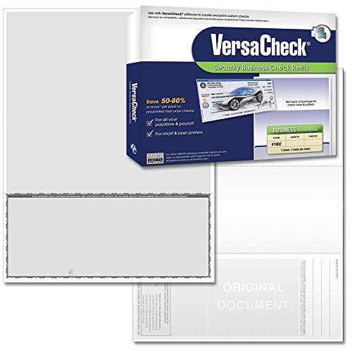 Cheques de negocio VersaCheck gris, formato Business Voucher #1002, recargas de seguridad