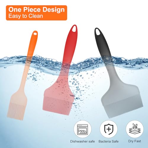 3er Set Silikon Backpinsel für Küche – Extra Breite Silikonpinsel, Ölpinsel, hitzebeständig & spülmaschinenfest, BPA-frei – Lebensmittelechte BBQ Bürste ideal zum Grillen, Backen, Kochen