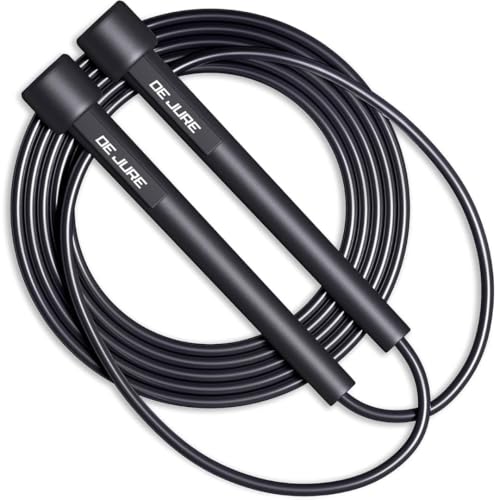 De Jure Fitness Adjustable Lightweight Jump Rope | Tangle-Free Skipping Rope with Durable Plastic Handles for Fitness, Cardio & CrossFit, Pack of 1