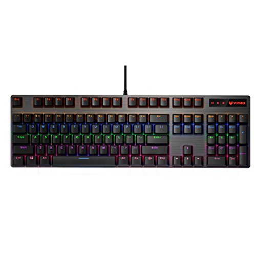RAPOO Mechanical Gaming Keyboard with Full Size Ergonomic Design,LED Backlight,Black-Blue Switch