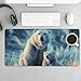 Two Polar Bears Desk Mat Non-Slip Laptop Writing Pad Large Keyboard Mousepad with Rubber Base 23.6
