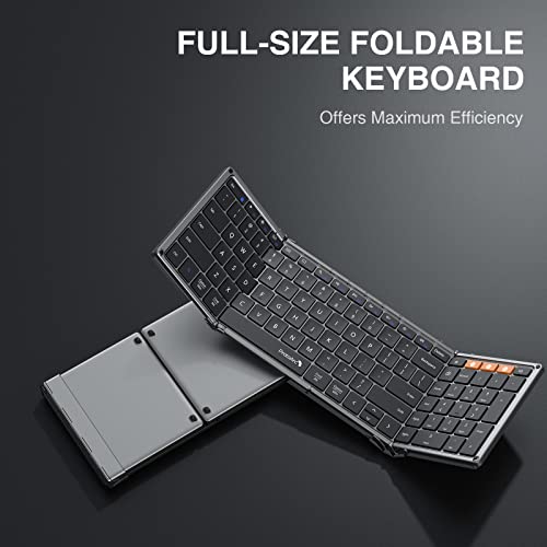 Protoarc Foldable Bluetooth Keyboard, Xk01 Full Size Folding Wireless Keyboard With Number Pad, Slim Portable Travel Keyboard For Windows Ios Android Tablets, Laptops, Pc, Ipad, Iphone (Space Gray) #TOP6