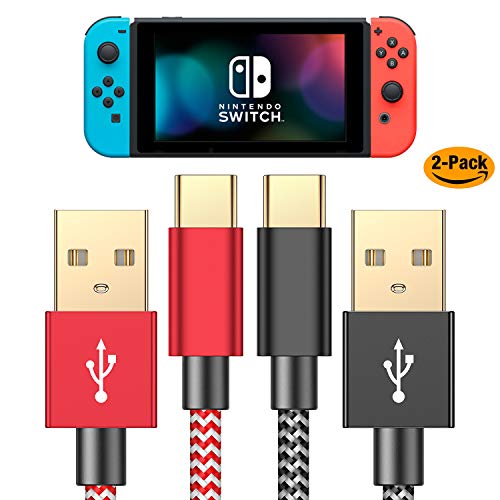 Charger Cable for Nintendo Switch - 2 Pack 6FT Nylon Braided USB C