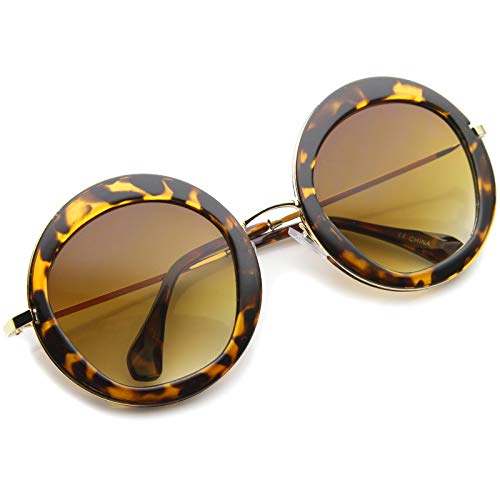 zeroUV Goemetric Hexagonal Lens Round Metal Accented Oversized Sunglasses 56mm4