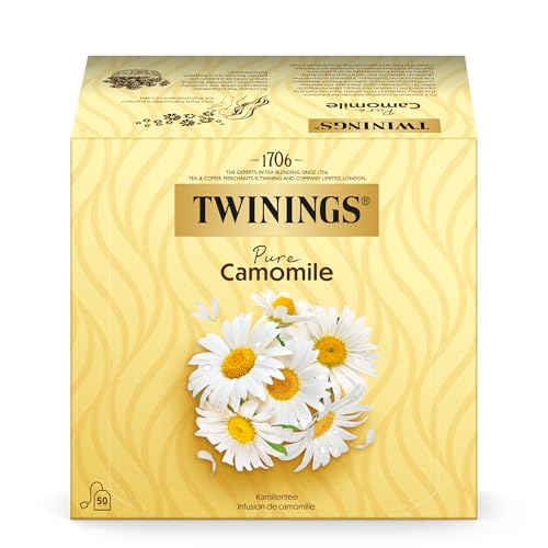 Twinings Kamillentee PURE CAMOMILE - sanfter Kamille Kräutertee im Beutel wohltuend & beruhigend sorgfältig ausgewählte Kamillenblüten (50 Teebeutel 50g)