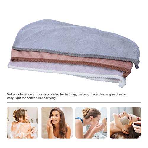 Lurrose Toalha de Cabelo de Microfibra de 3 Peças de Toalha de Cabelo de Secagem Rápida Turbante de