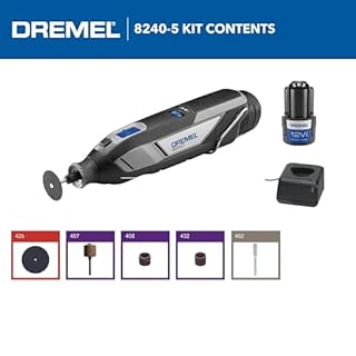 Dremel 8240 Cordless Rotary Tool 12V 2Ah Lithium-ion Battery, Multitool Kit with 5 Accessories, Variable Speed 5.000-35.000 RPM and Quick Charge Time