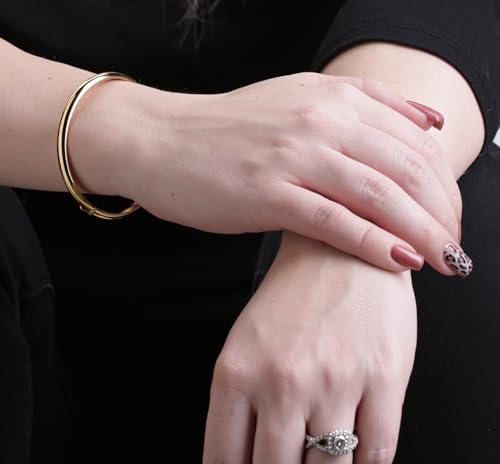 Precious Pieces Personalized 14K Gold-Plated Baby Bangle Bracelet Gift for Infant, Toddler, Kids, Teens or Women Bracelet, Custom Jewelry with Engraved Name2