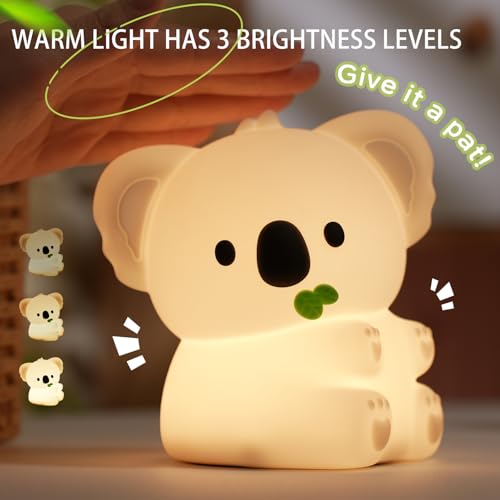 Image of Koala Night Light, 7 Colors Dimmable Bedside Lamp, Touch Control Night Lamp with Timer for Kids Adults, Used for Camping Party Room Decor (Koala)