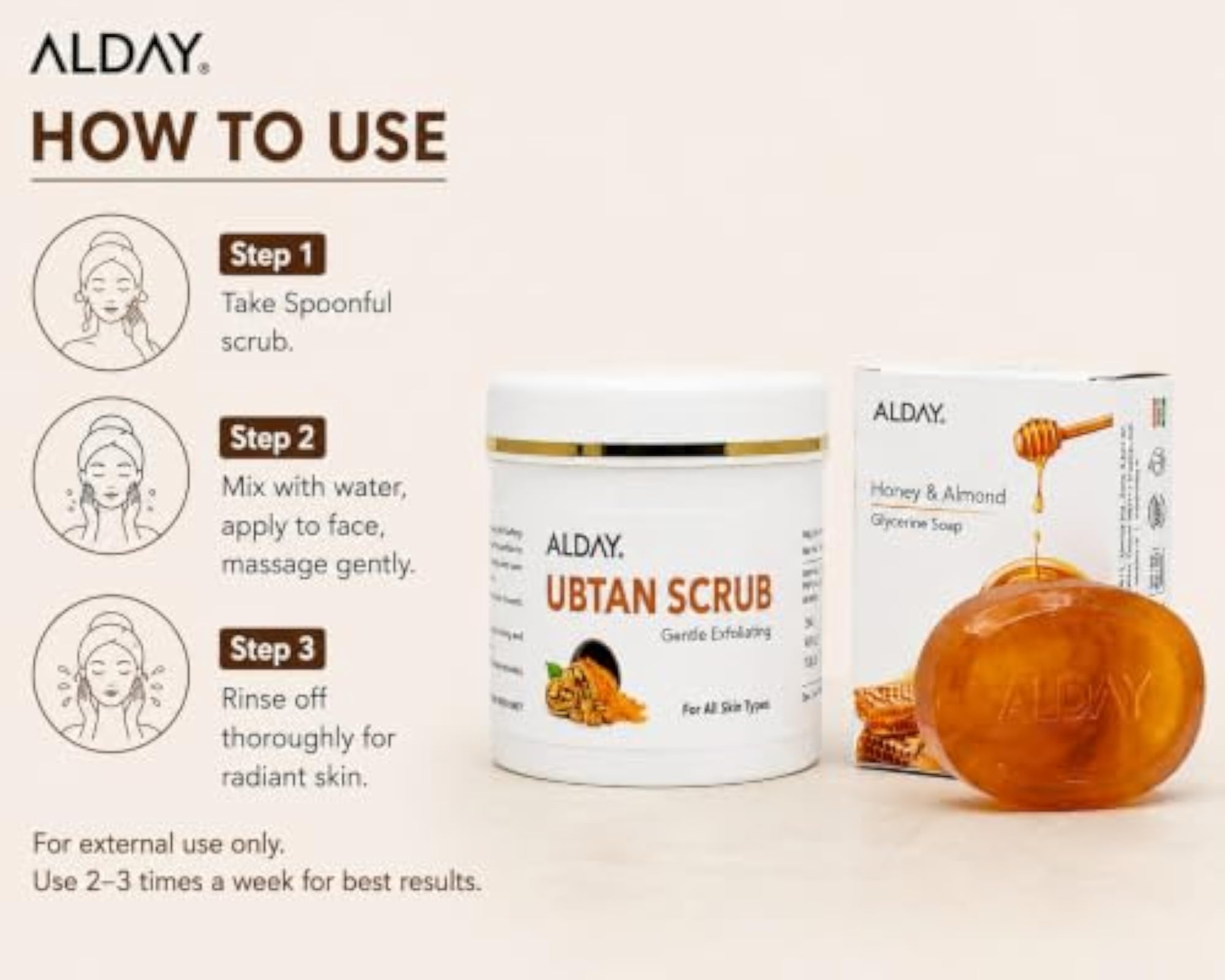 Ubtan Face Scrub & Honey Almond Glycerine Soap Combo