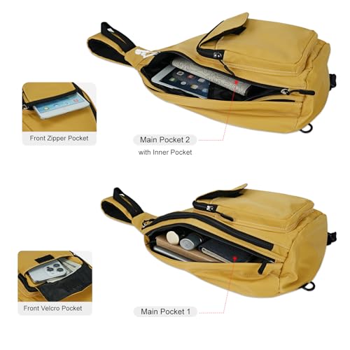 Duryarhall Sling Bag for Women Crossbody Chest Bag Convertible from Left to Right, Water Repellent Gym Backpack, Anit Theft, Lemon Yellow - image 5