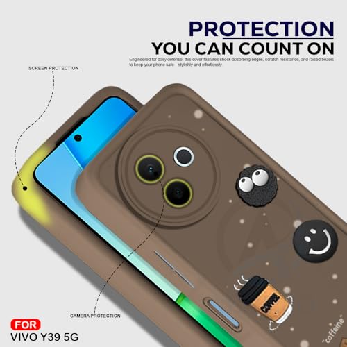 Image of AESTMO Back Case Cover for Vivo Y39 5G | Cute Fun Cartoon 3D Ball | Coffee Silicone Case | Full Body Protection | Camera Protection Back Cover for Vivo Y39 5G (Brown