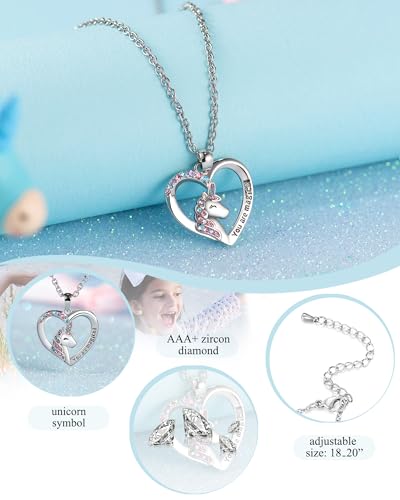 Shonyin Unicorn Gifts, Girls Valentines Gifts, Unicorn Necklace for Daughter Granddaughter Niece3