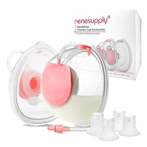 Nenesupply Handsfree Wearable Collection Cups Breastmilk Compatible with Baby Buddha Momcozy V1 V2 Breast Pumps. 24mm Silicone Flanges Replacement Pump Parts Accessories 19mm 21mm Inserts