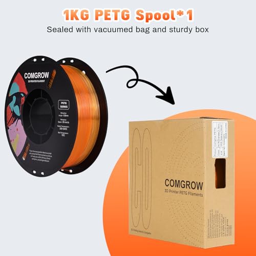 Image of Comgrow PETG 3D Printer Filament 1.75mm, High Precision and Tough 3D Printer Filament 1kg (2.2LBS), Dimensional Accuracy + /- 0.02 mm, Fit Most 3D Printers Gradient Orange White