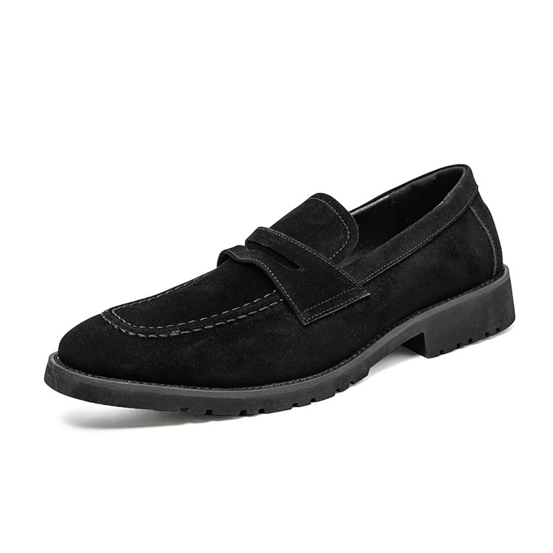 Loafers for Men Round Toe PU Leather Penny Loafers Flat Heel Anti-Slip Comfortable Walking Slip-ons