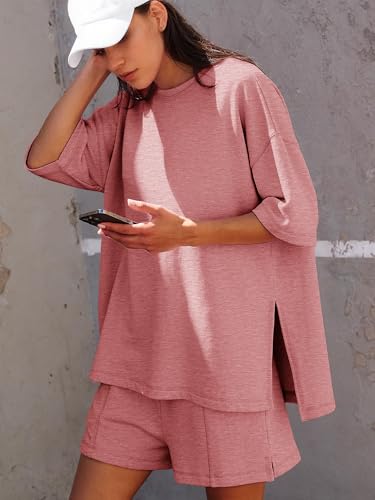 Image of COCCKO Womens Shorts Sets Matching Lounge Two Piece Outfits Summer Cute Casual Vacation Short Sleeve 2 Piece Set