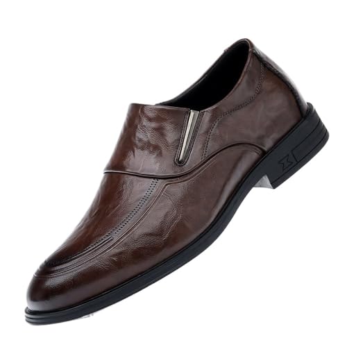 Men's Genuine Leather Slip-On Loafers Spring Breathable Flat Sole Business Casual British Style Oxford Shoes