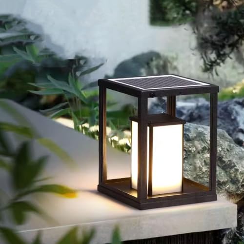 Lampadaire solaire d'extérieur étanche en verre blanc pour jardin