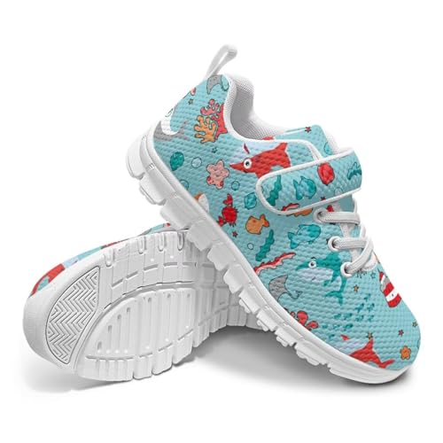 Yzaoxia Little/Big Kids Sneakers Hook and Loop Walking Running Shoes