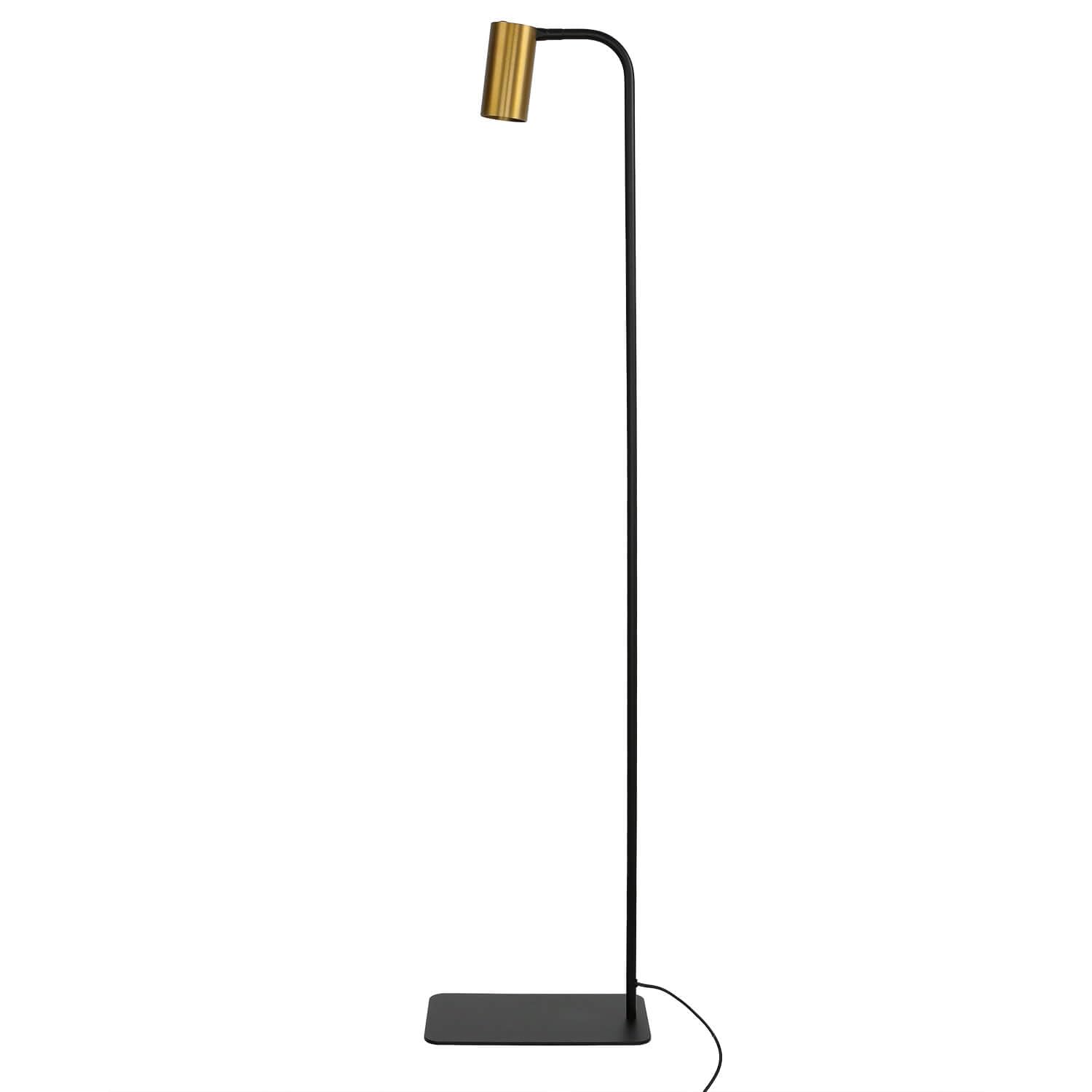 Licht-Erlebnisse Stehlampe Messing, Schwarz-Messing, Metall, Spot, schwenkbar, Kabelschalter, GU10, H:126 cm, Stehleselampe, Stehleuchte Wohnzimmer, Schlafzimmer