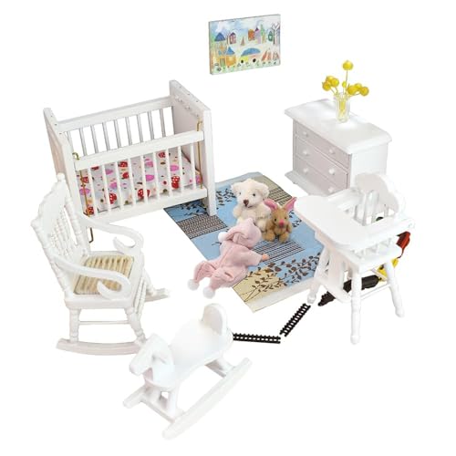 iLAND Miniature Dollhouse Furniture and Accessories for Dollhouse Nursery on 1/12 Scale (Lovely 13pcs)