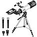 Telescopio Astronomico, 70mm Refractor Telescopio, Fácil de Montar y Usar, Incluye Trípode...