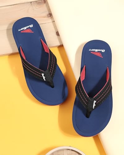 Image of Duosoft Men's Slipper Flip Flops, Brown, Anti-Skid Rubber Sole, Arch Support, Superior Shock Absorption, Super Soft