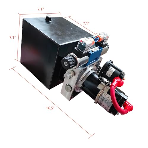 Image of Hydraulic Power Unit for Dump Trailer Car Lifting Platforms, 2200PSI 12V DC Hydraulic Station Pump, Double Acting, 0.8 kW, 6 Quart