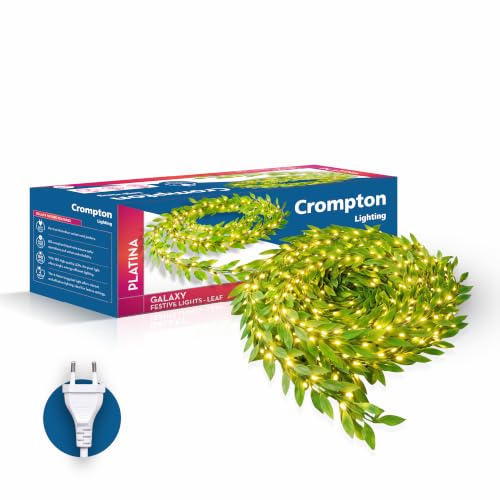 Image of Crompton Galaxy Festive Light- Leaf I 4Meter 5W Warm White Lights | Pack of 1 | 4Meter, 180 LEDs | Direct 2-pin Plug, BIS Safe Wire | for Home Decoration, Diwali, Festival, Birthday, Marriage