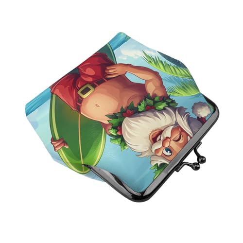 Pu Leather Buckle Coin Purse Christmas-Santa-Summery-Surf Girls Kiss-Lock Change Purse Wallets3