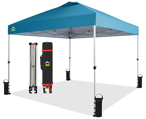 CROWN SHADES Toldo desplegable de 10 x 10 pies, tienda de campaña de playa con configuración de un solo empuje, parasol fácil al aire libre para eventos, fiestas, camping, glorieta con bolsa STO-N-Go,