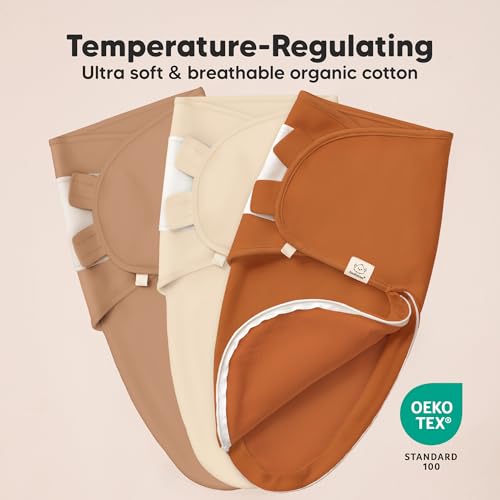 Image of Baby Swaddle Sleep Sacks with Zipper - 3-Pack Swaddles for Newborns 0-3 Months, Infant, Baby Girls, Boys, Soft & Durable Newborn Sleep Sack, Easy Diaper Change Swaddling Blanket (Terracotta, OS)