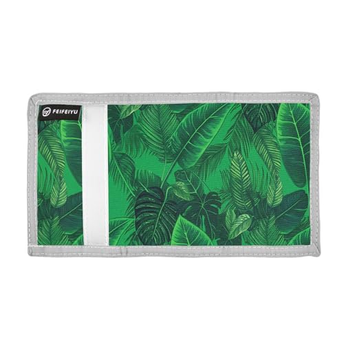 Leaves Tropical Deepgreen Kids Wallet for Boys Girls Outdoor Sport Trifold Wallets for Teen Children Youth Wallet with Zippered Coin Pockets Card Holders Novelty Wallets with Magic Sticker2